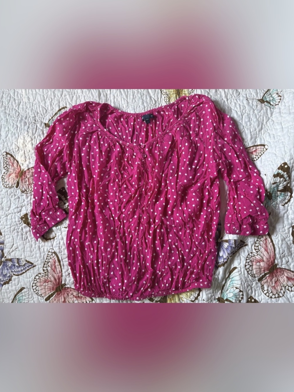 Gap Polka Dot Blouse in Pink & White Size Small